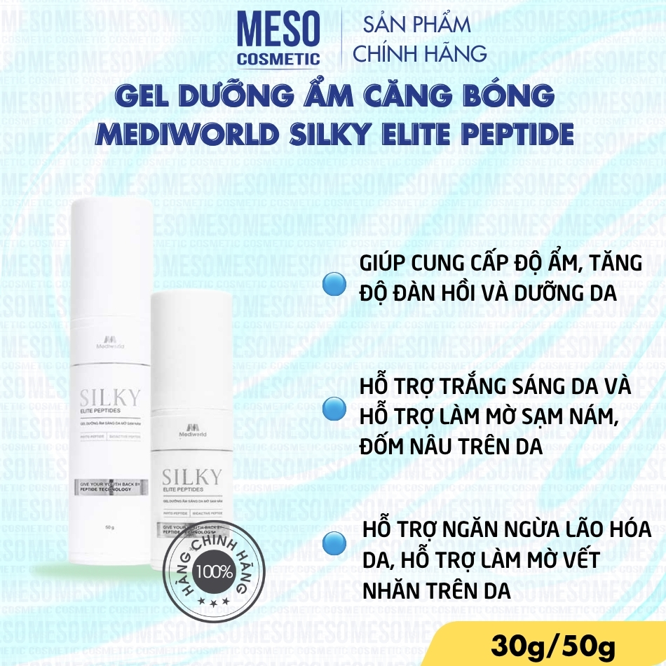 Gel dưỡng ẩm căng bóng, hạn chế lão hóa Mediworld Silky Elite Peptide